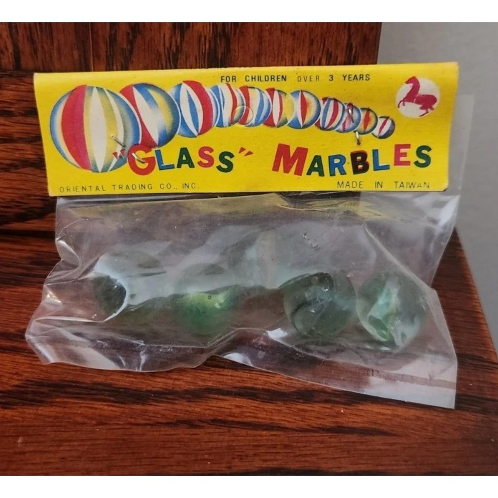 NOS Glass Marbles Oriental Trading Company Set Of Five‎ Made In Taiwan